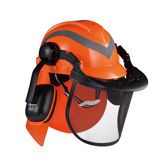 Cascos forestales y sombrero de protección del escudo facial M-5009 Naranja