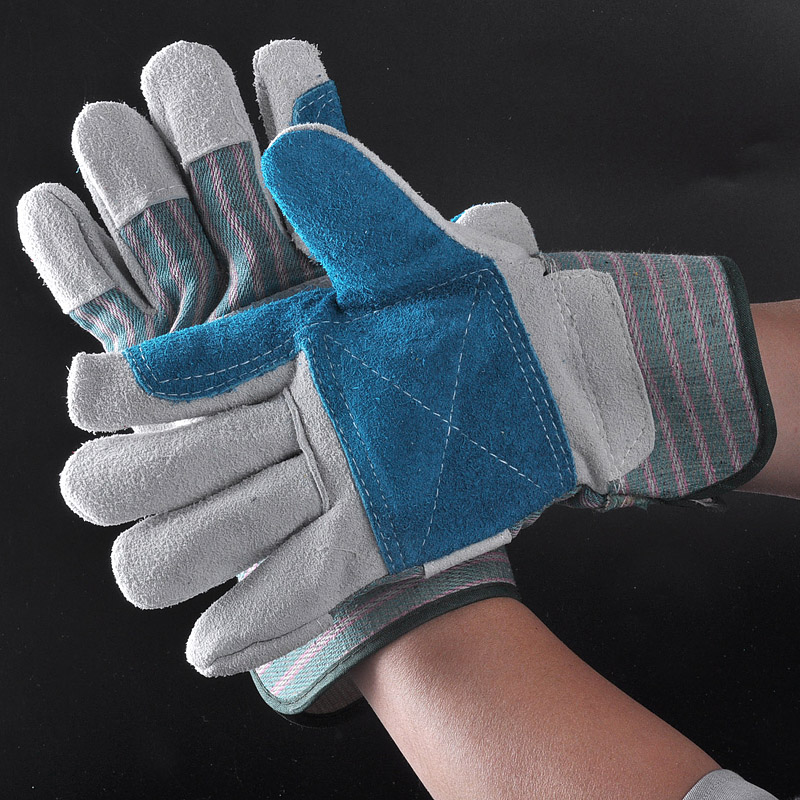 Guantes de cuero para trabajos de construcción FL-1015 Azul