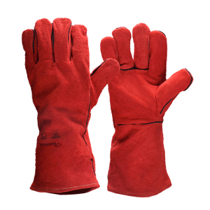 Guantes de trabajo de cuero para soldador FS-H24 Rojo