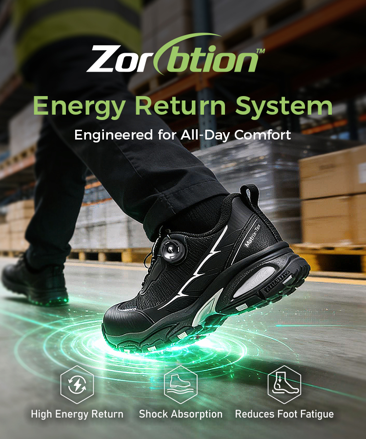 Zorbtion™ shock absorption technology for comfortable safety footwear