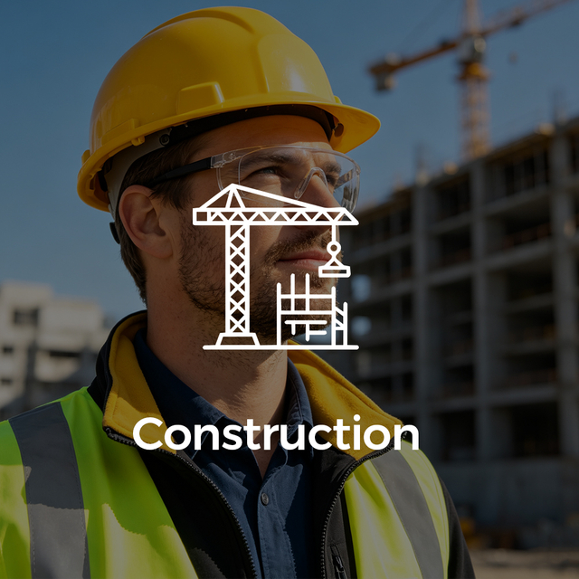 Trabajador de construcción usando casco de seguridad